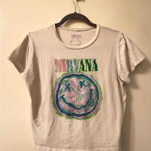 NIRVANA Cream babydoll Tee with Colorful Smiley Design